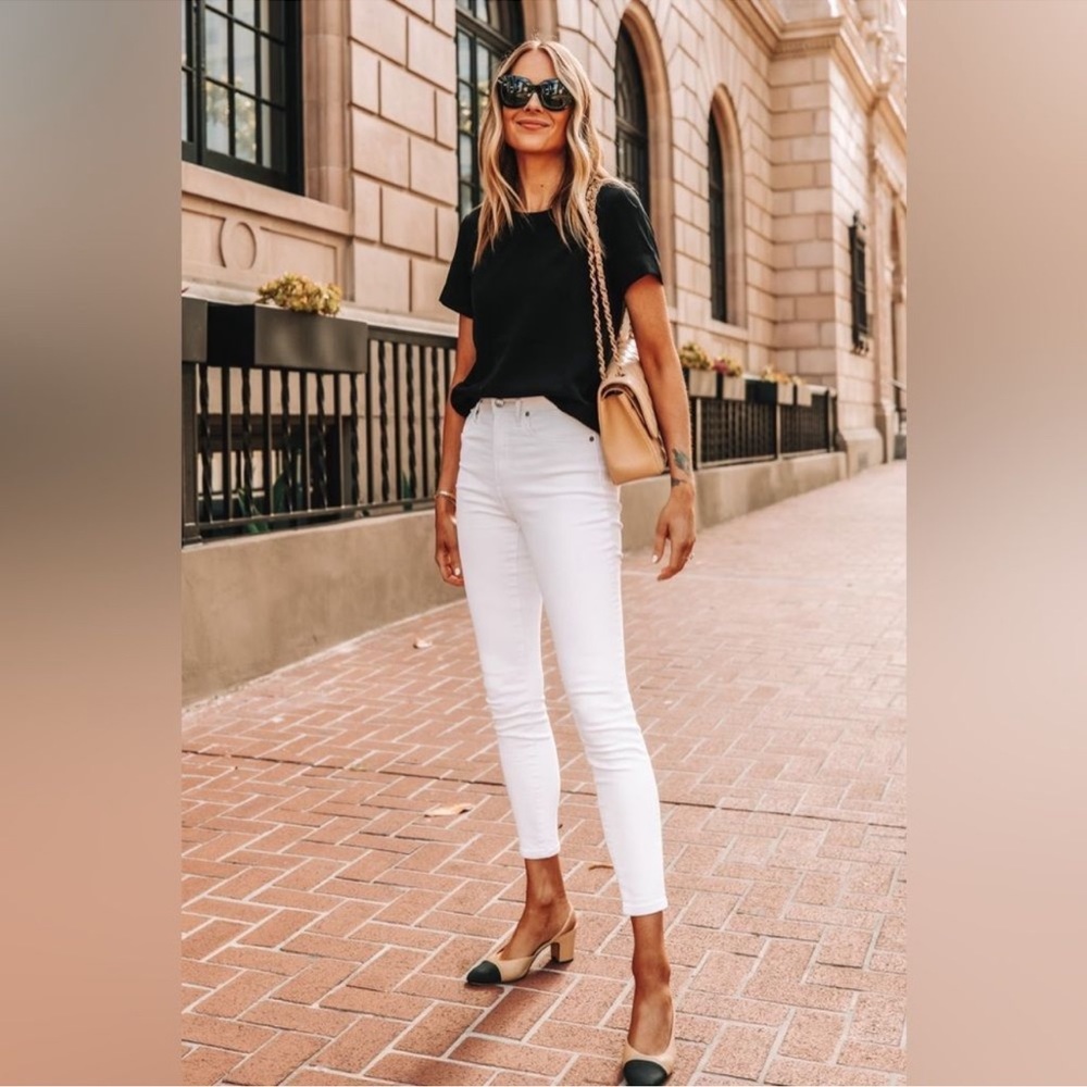 Everlane High Rise Skinny Off White Ankle Jeans Denim Pants Size 26 Ankle